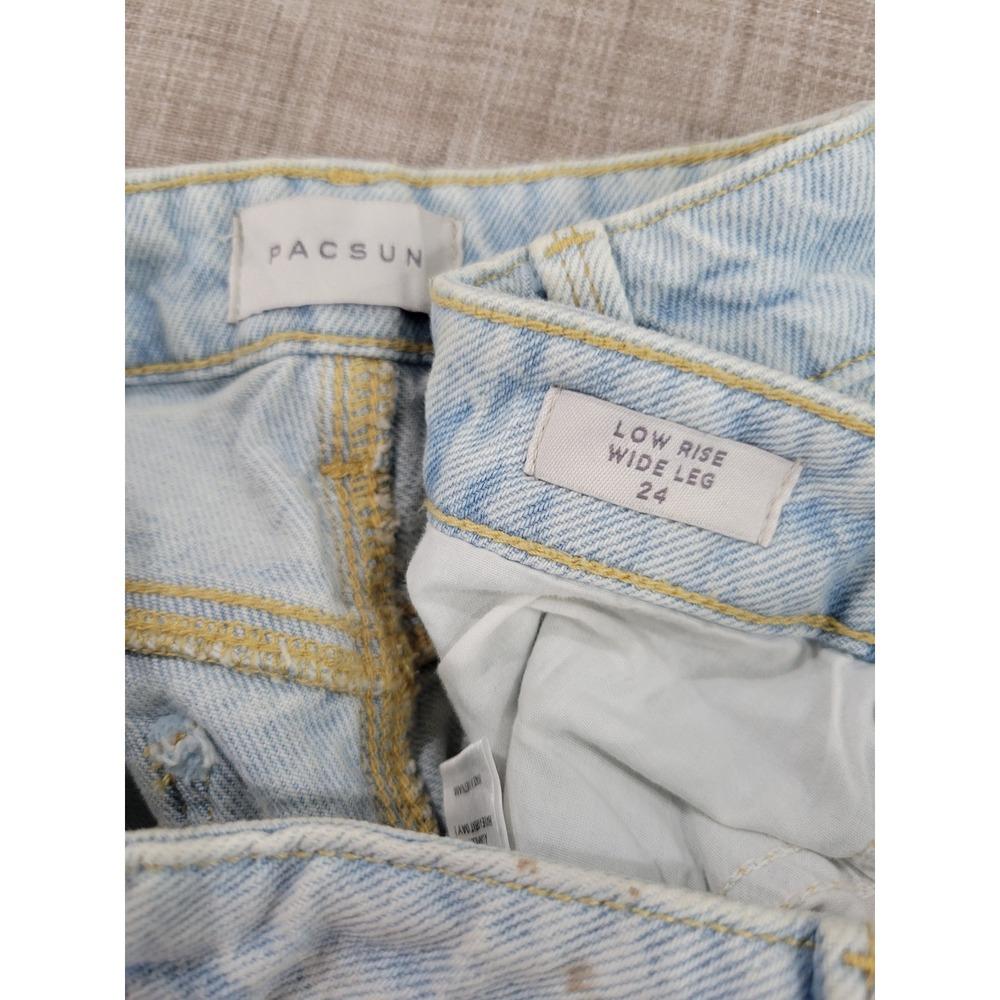 PacSun Low Rise Wide Leg Jeans Light Wash Blue 100% Cotton Size‎ 24 Baggy Y2K - Picture 7 of 8
